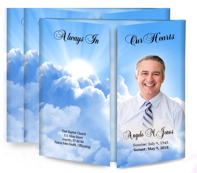 Sun Rays Gatefold Funeral Program Design & Print (Pack of 50).