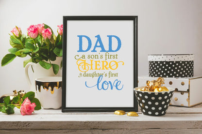 Dad Hero Word Art Title.