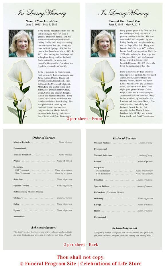 Calle Funeral Flyer Template.