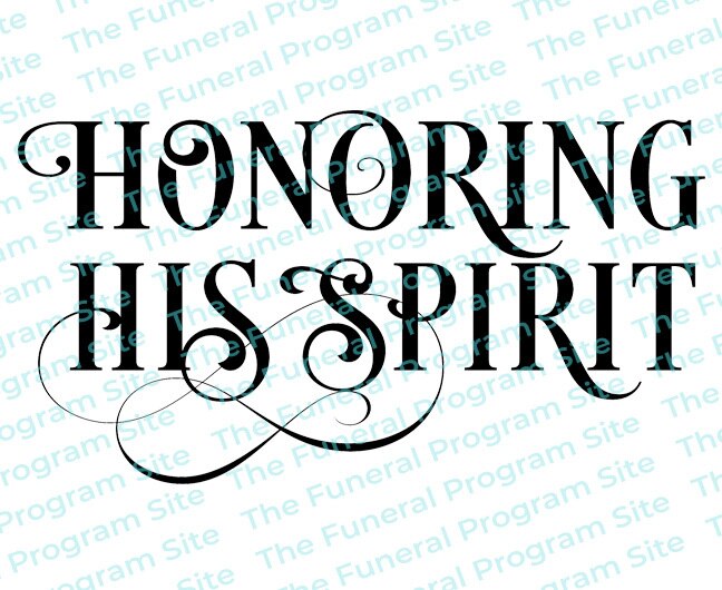 Honoring His Spirit Funeral Program Title.