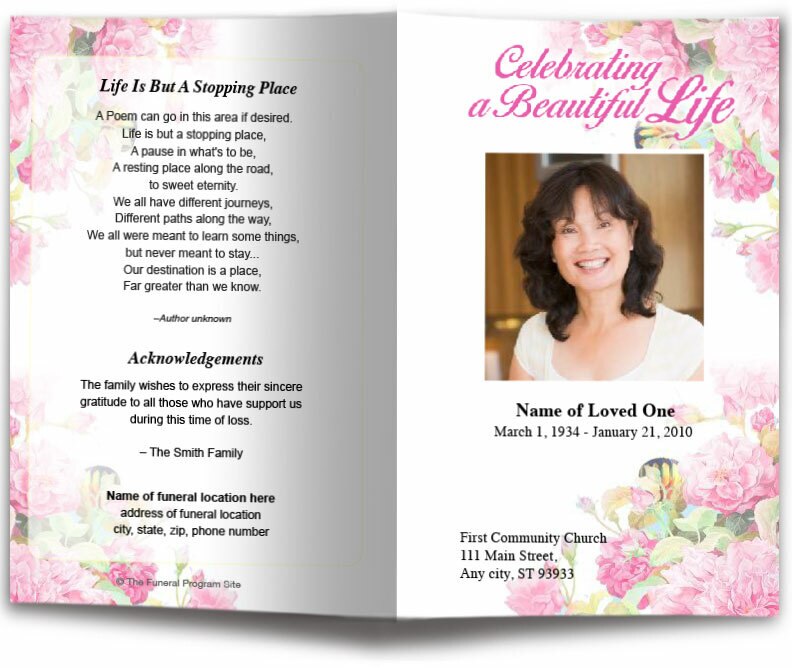 Zahara Watercolor Funeral Program Template.