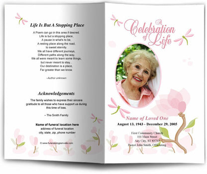 Magnolia Funeral Program Template.