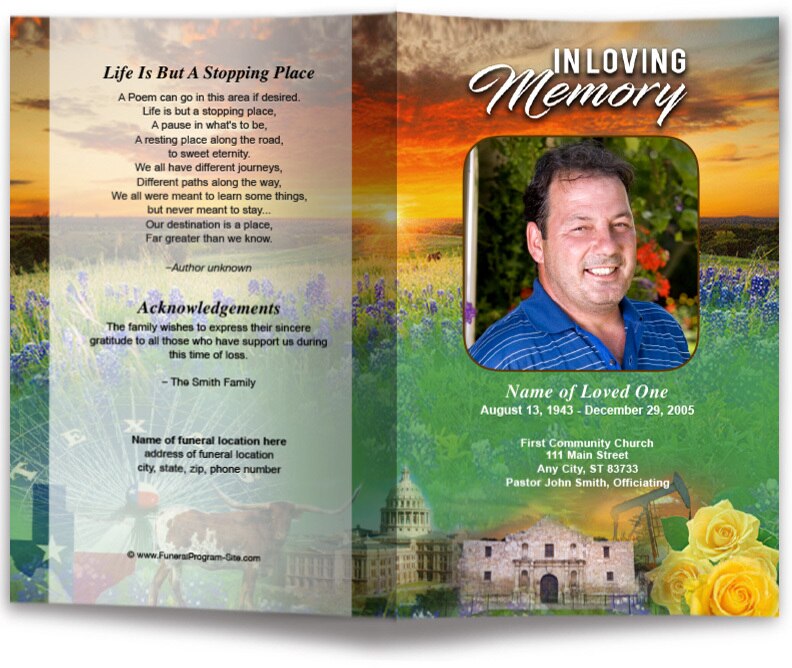 Texas Funeral Program Template.