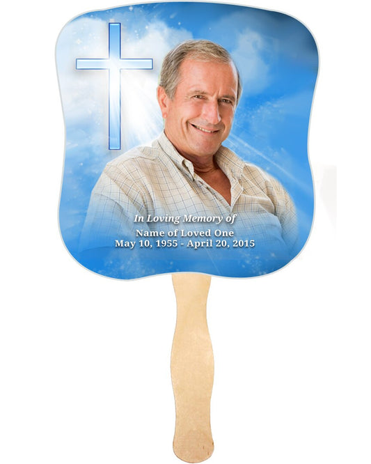 Heaven Cardstock Memorial Fan With Wooden Handle (Pack of 10).