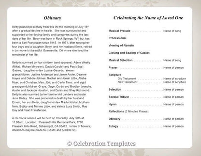 Ceasar Funeral Program Template.