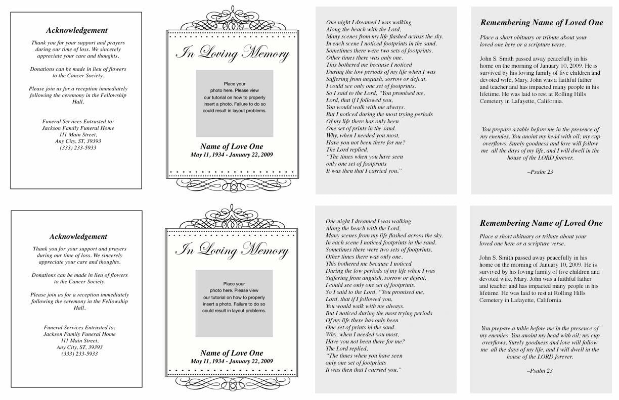 Accent Small Memorial Card Template.