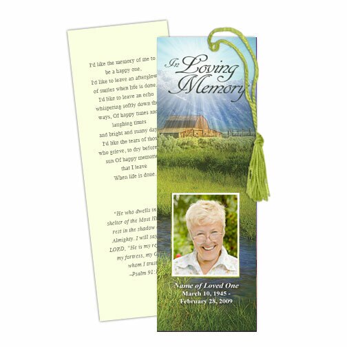 Tranquil Memorial Bookmark Template.