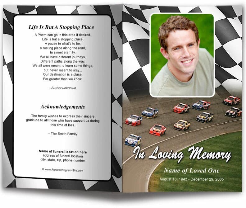 Racing Funeral Program Template.
