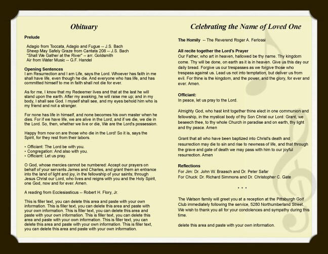 Melody Funeral Program Template.