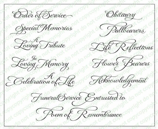 Crystaline Funeral Program Titles Pack of 12.