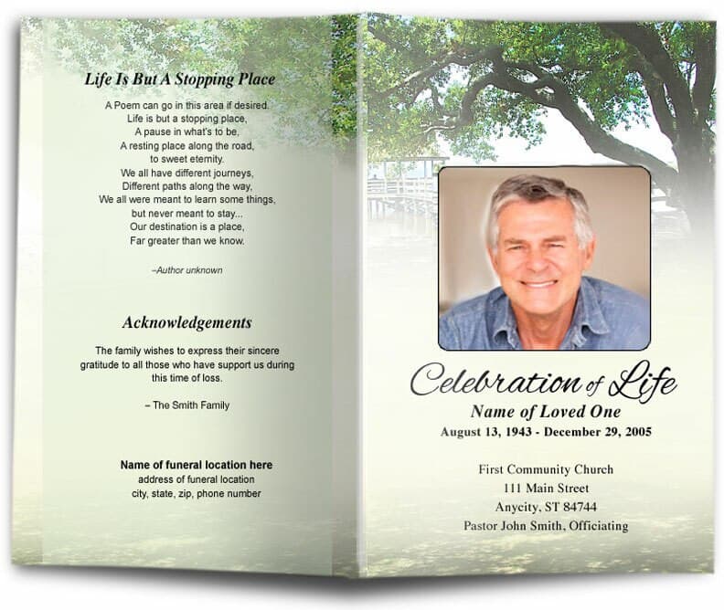Oakridge Funeral Program Template.