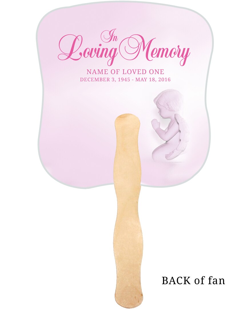 Angela Cardstock Memorial Fan With Wooden Handle (Pack of 10).