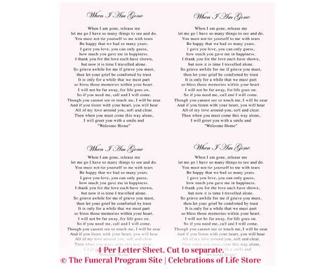 Spring Memorial Card Template.