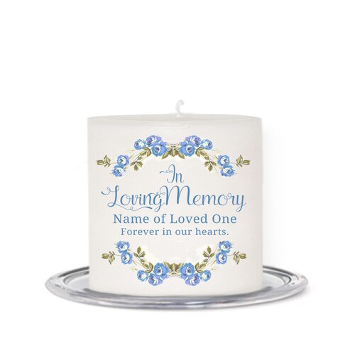 Blue Florals Small Personalized Wax Candle.