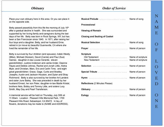 Gates 8-Sided Graduated Funeral Program Template (Letter Size).
