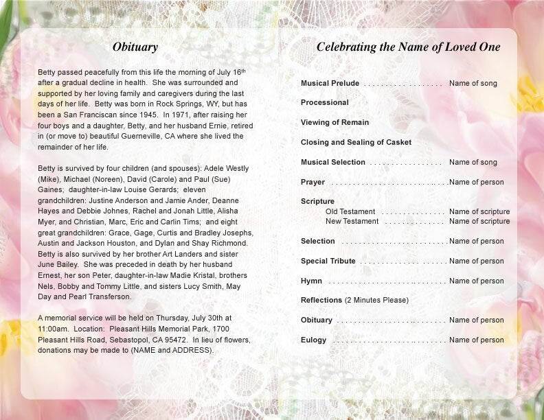 Pearls Funeral Program Template.