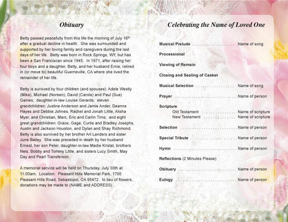 Pearls Funeral Program Template.