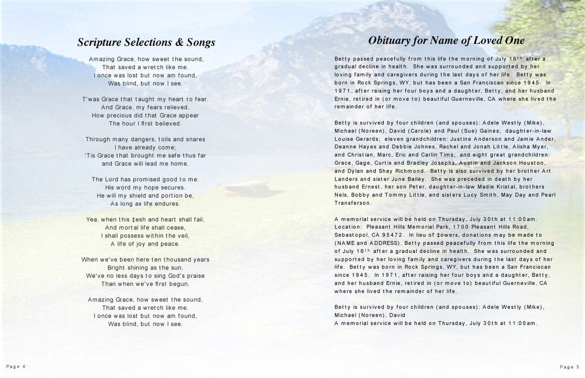 Funeral Reflection Sample Reflection Funeral Booklet Template – Funeral Program-Site Funeral ...