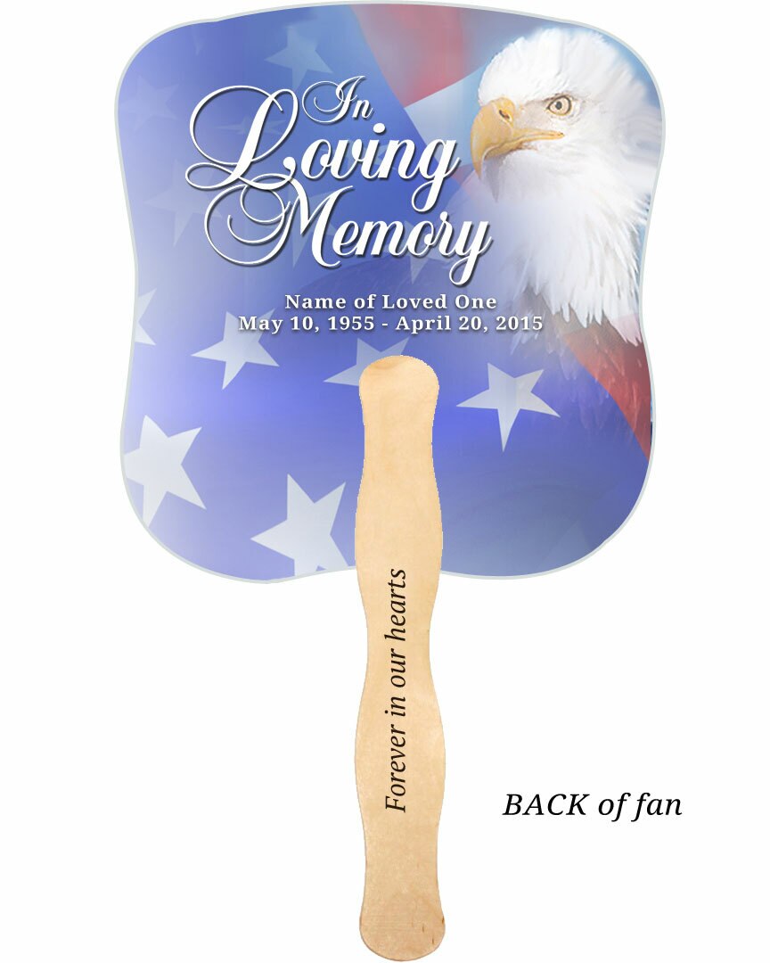 Patriotic Cardstock Memorial Fan With Wooden Handle (Pack of 10).