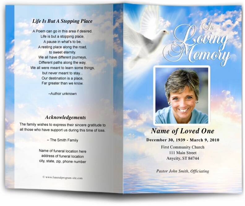 Peace Funeral Program Template.