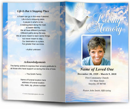 Peace Funeral Program Template.