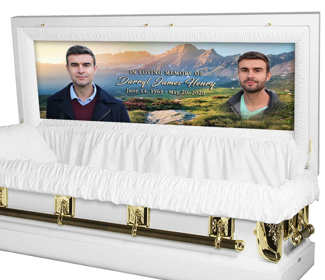 Mountain Landscape Personalized Casket Panel Insert - Full Couch.