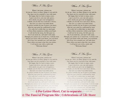 Delilah Small Memorial Card Template.