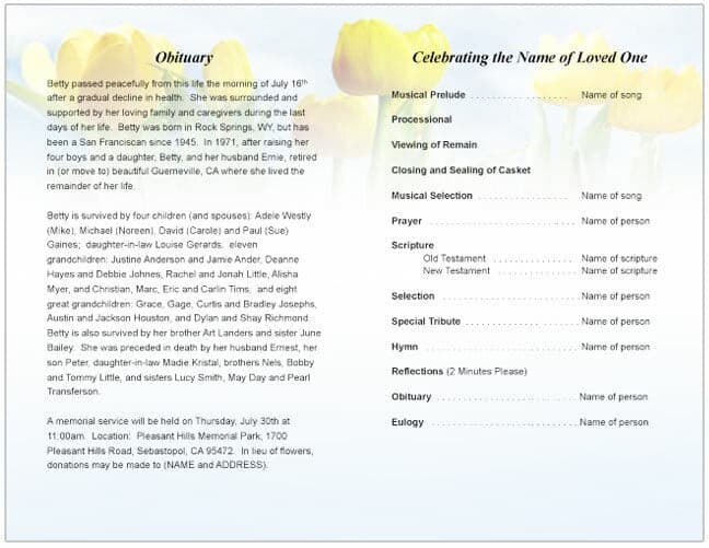 Inspire Funeral Program Template.
