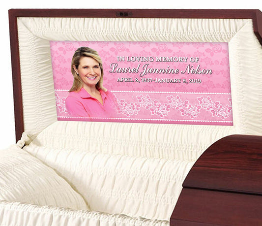 Custom Casket Panel Insert - Floral Lace Design.