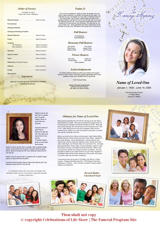 Beads Trifold Funeral Brochure Template.