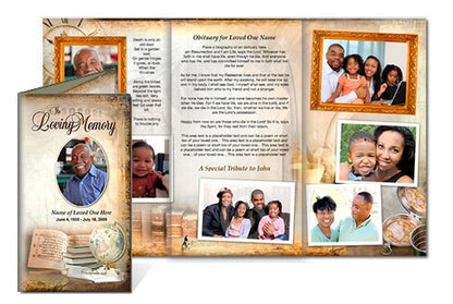 History TriFold Funeral Brochure Template.
