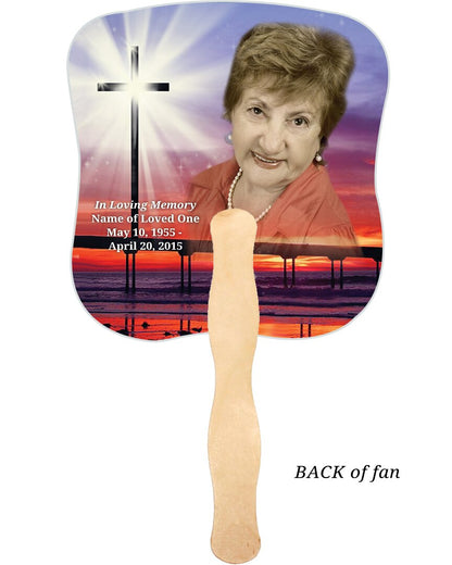 Glorify Cardstock Memorial Fan With Wooden Handle (Pack of 10).