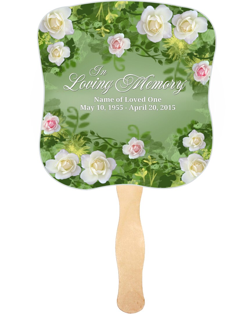 Garden Cardstock Memorial Fan With Wooden Handle (Pack of 10).