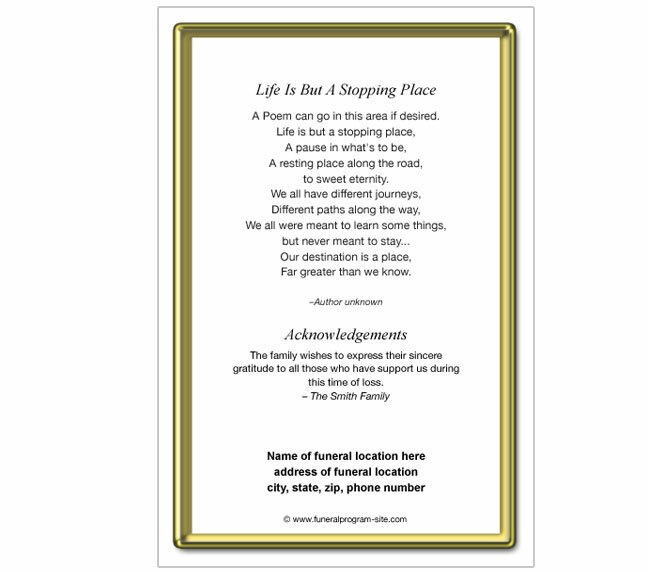 Embassy 8-Sided Graduated Funeral Program Template.