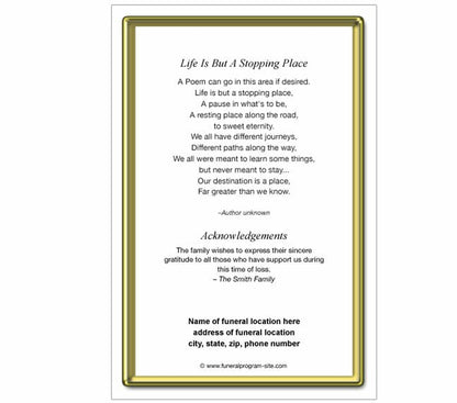 Embassy 8-Sided Graduated Funeral Program Template.