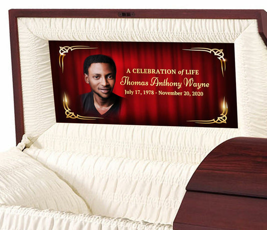 Crimson Personalized Casket Panel Insert.