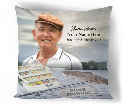 Angler In Loving Memory Toss Pillow.