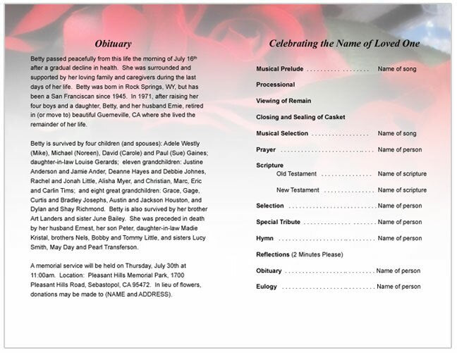 Elegance Funeral Program Template.
