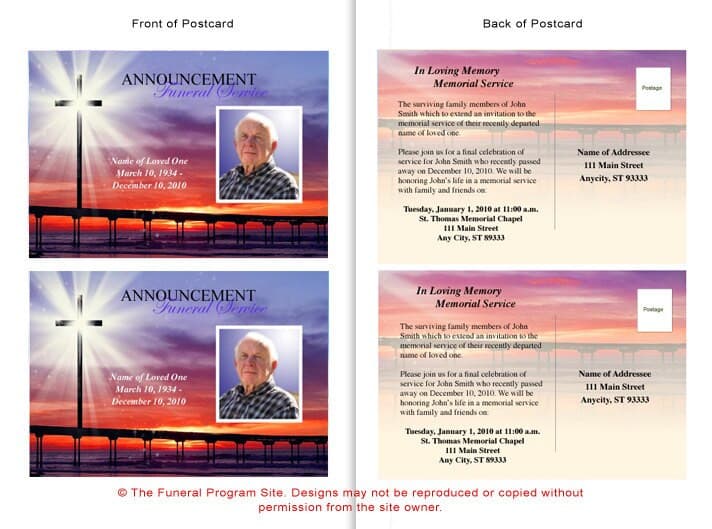 Glorify Funeral Announcement Postcard Template.