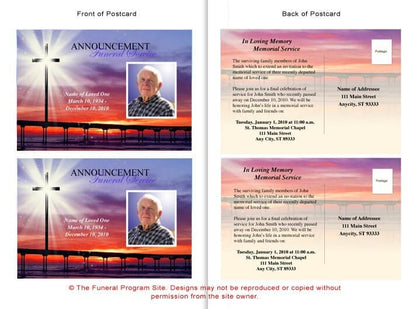 Glorify Funeral Announcement Postcard Template.