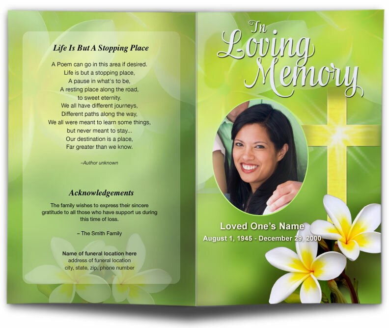 Plumeria Funeral Program Template.