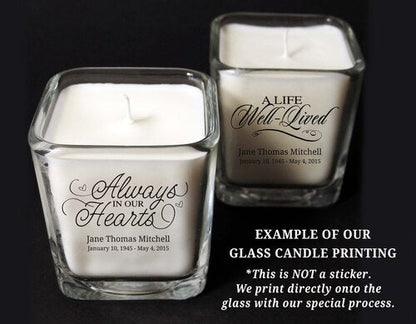 Forever In Our Memories Glass Cube Memorial Candle.