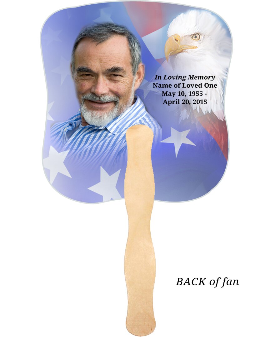 Patriotic Cardstock Memorial Fan With Wooden Handle (Pack of 10).