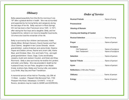 Dedication Funeral Program Template.
