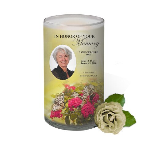 Bouquet Personalized Glass Memorial Candle.