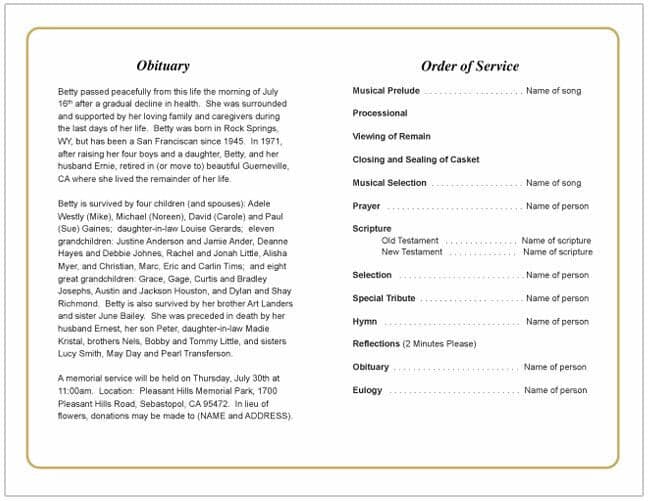 Lexington Funeral Program Template.