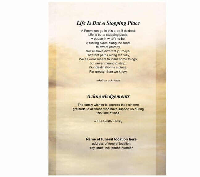 Legacy 4-Sided Graduated Funeral Program Template.