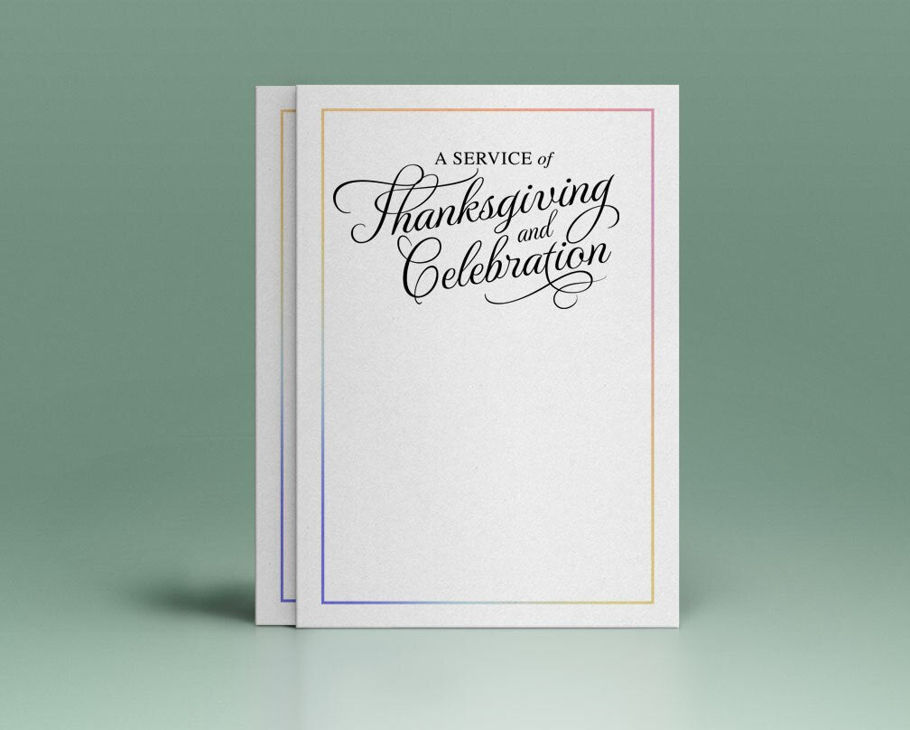 A Service of Celebration and Thanksgiving Funeral Program Title.