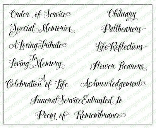 Prince Funeral Program Titles Pack of 12.