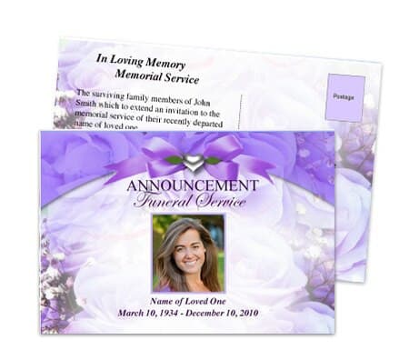 Amethyst Funeral Announcement Template.